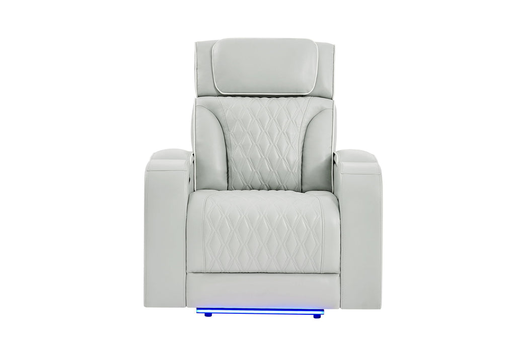 U8611 - Power Recliner With Power Headrest And LED - Silver