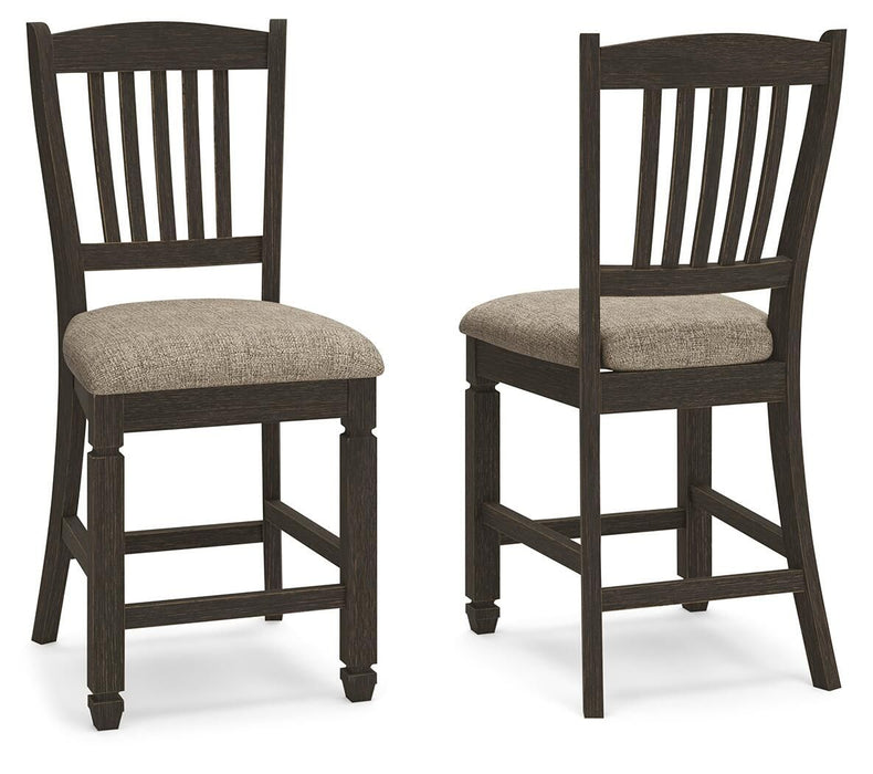 Tyler Creek - Upholstered Barstool (Set of 2) - Black / Grayish Brown - Albert's Furniture (Wayne, MI)