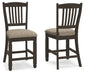 Tyler Creek - Upholstered Barstool (Set of 2) - Black / Grayish Brown - Albert's Furniture (Wayne, MI)