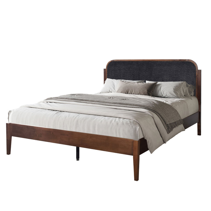 Hawthorne - 5/0 Queen Platform Bed With Chair arcoal Upholstered Headboard - Brown - Albert's Furniture (Wayne, MI)