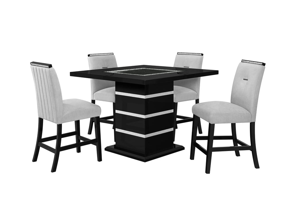 Monaco - 5 Piece Dining Room Set (Rectangular Bar Table, 4 Bar Stools) - Black