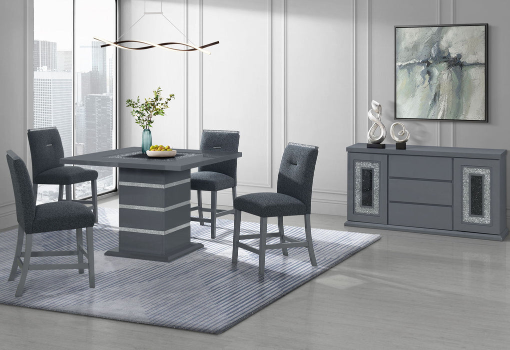 Monaco - 6 Piece Dining Room Set (Bar Table And 6 Bar Stools) - Dark Grey - Albert's Furniture (Wayne, MI)