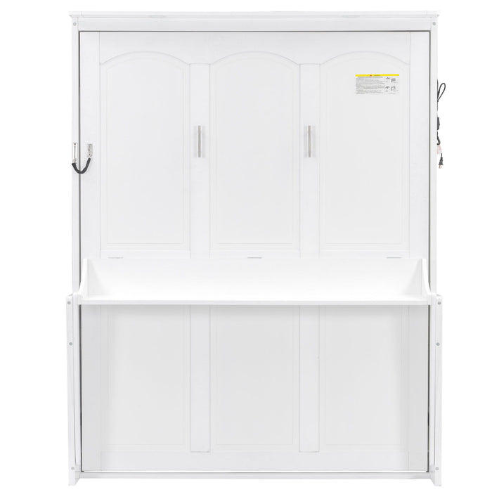 Murphy Bed With Desk, LED Lights & USB Charging Station