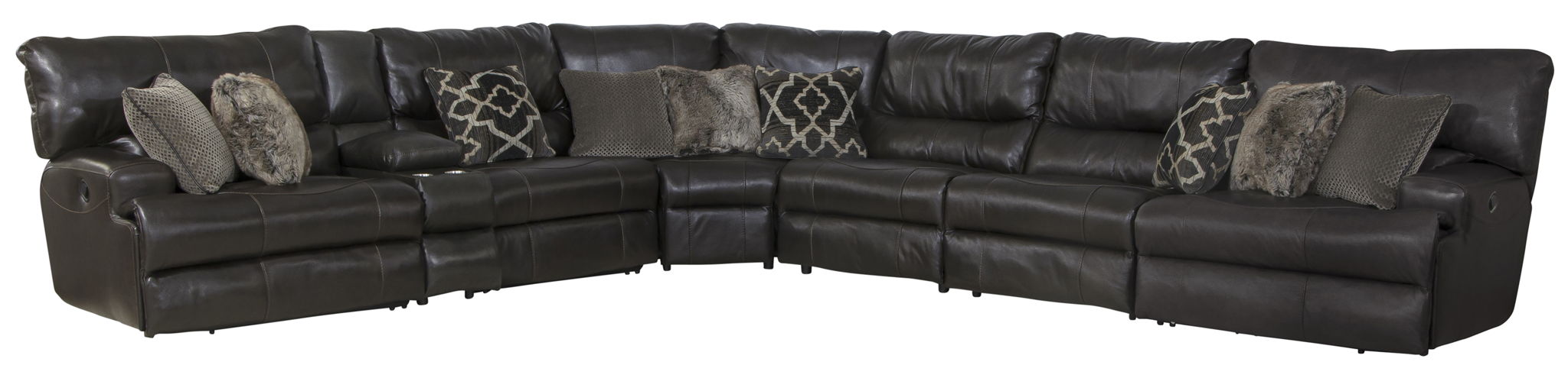 Como - 7 Piece Italian Leather Match Reclining Sectional