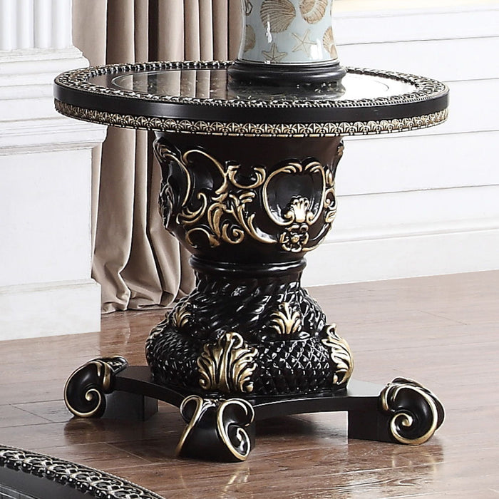 HD-328B - End Table - Black Enamel With Gold Highlights