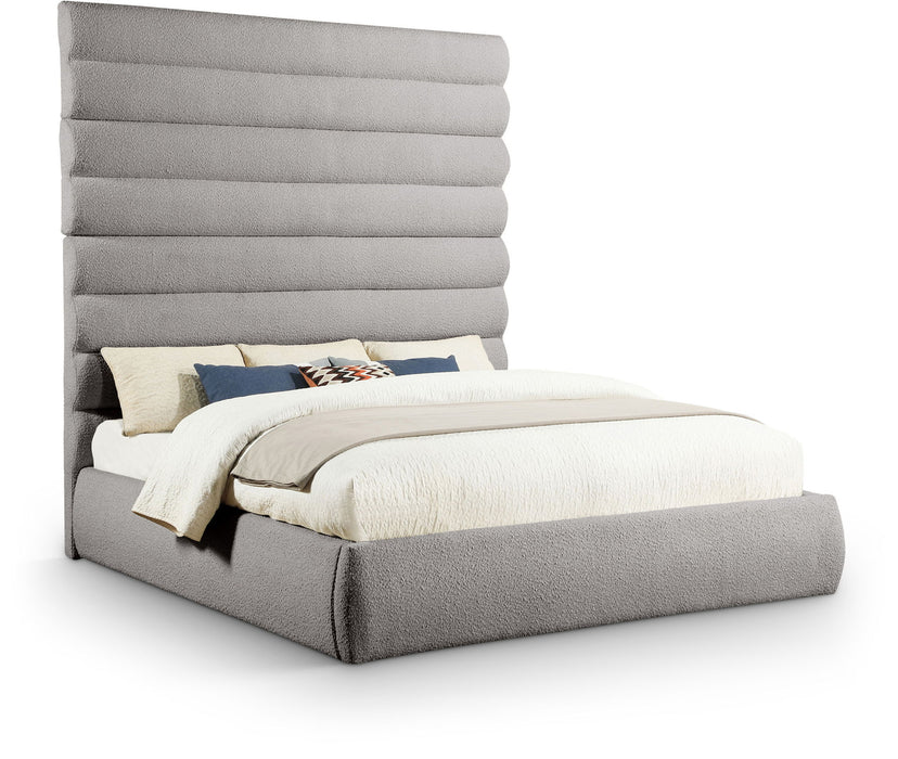 Adam - Boucle Fabric Bed With 89" Headboard