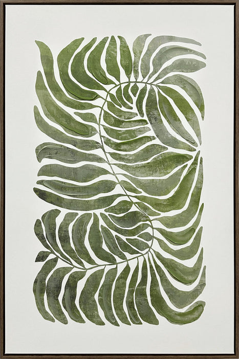 Frond Cadence II - 24 X 35 - Hand-Embellished Canvas In Frame - Green