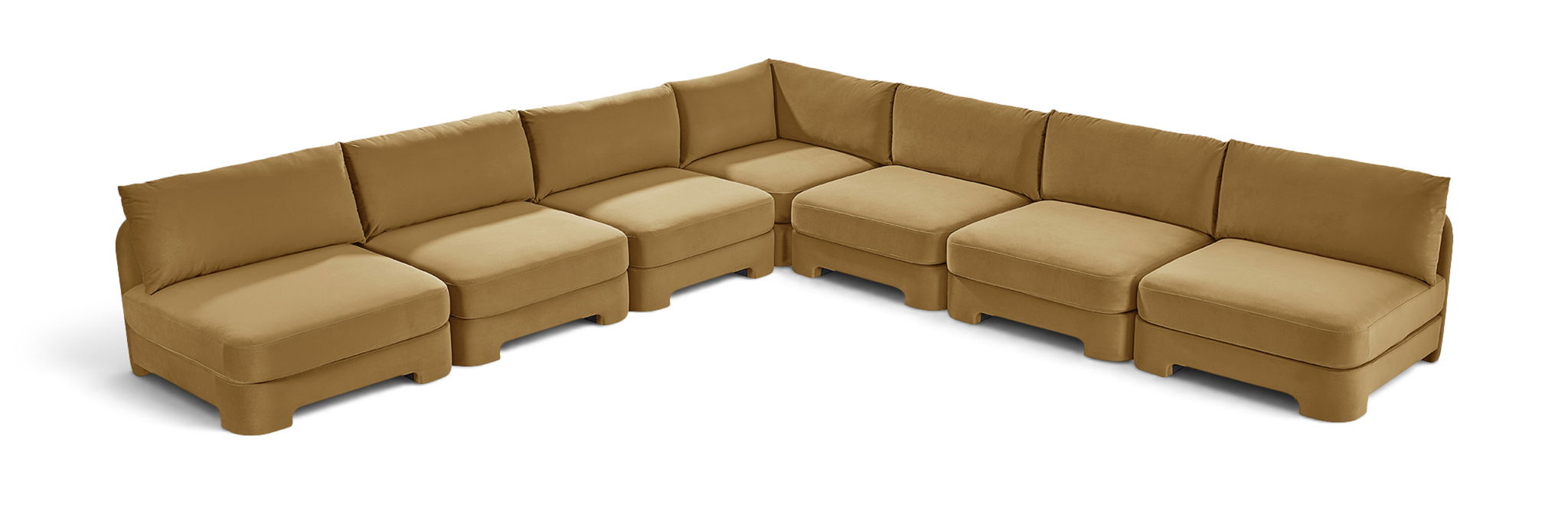 Hammond - Velvet Performance Fabric Upholstered 7 Piece Armless Sectional