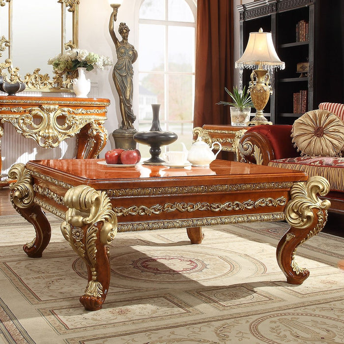 HD-8024 - Coffee Table - Cedar Red With Gold Highlight