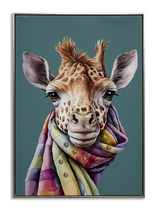 Whimsical Giraffe Chic - 21" x 29" Framed Wall Art - Blue - Albert's Furniture (Wayne, MI)