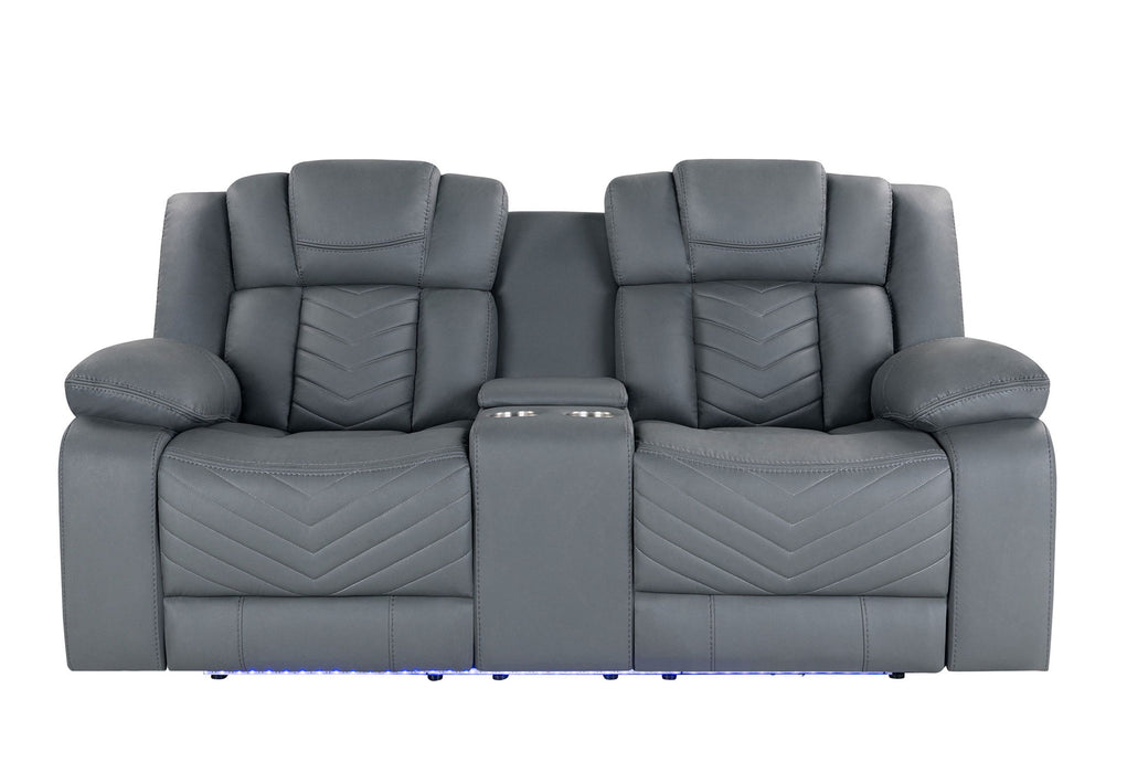 U7069 - Power Console Reclining Loveseat With LED And Immersive Sound - Gray