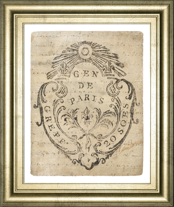 Letter Crest IIa Vintage V2 By Wild Apple Portfolio - Framed Print Wall Art - Beige - Albert's Furniture (Wayne, MI)