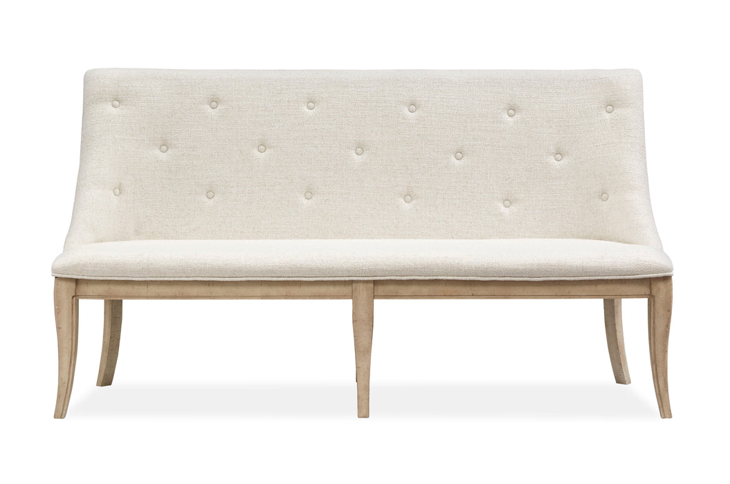 Harlow - Dining Bench With Upholstered Seat & Back - Weathered Bisque