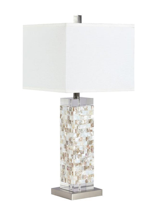 Capiz - Square Shade Mother of Pearl Table Lamp - Silver