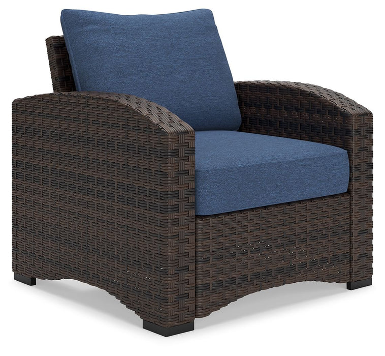 Windglow - Blue / Brown - Lounge Chair With Cushion