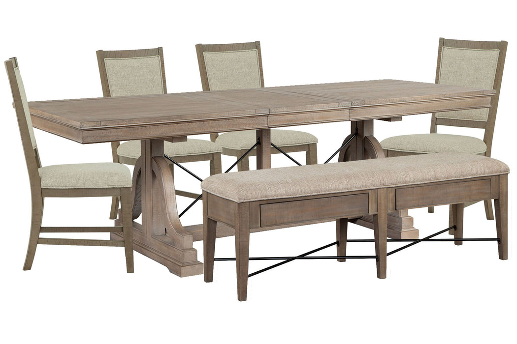 Paxton Place - Extendable Trestle Dining Table Set