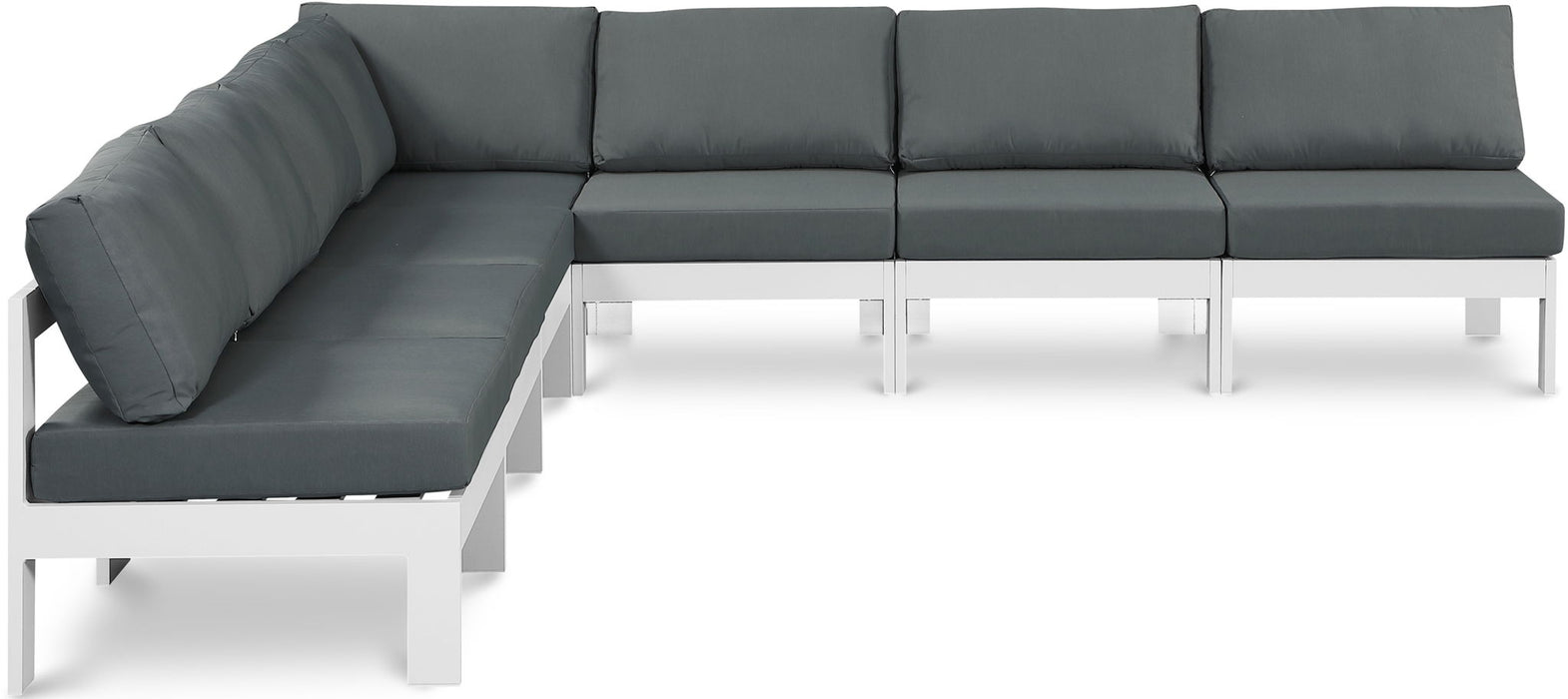 Nizuc - Outdoor Patio 7 Piece Modular Sectional With White Frame