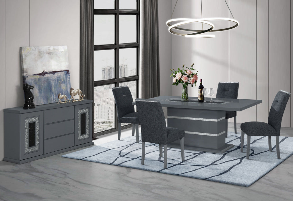 Monaco - Dining Table And Four Dining Chairs - Dark Gray