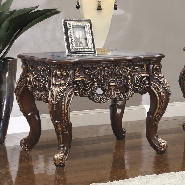 HD-998C - End Table - Cherry With Gold Highlights