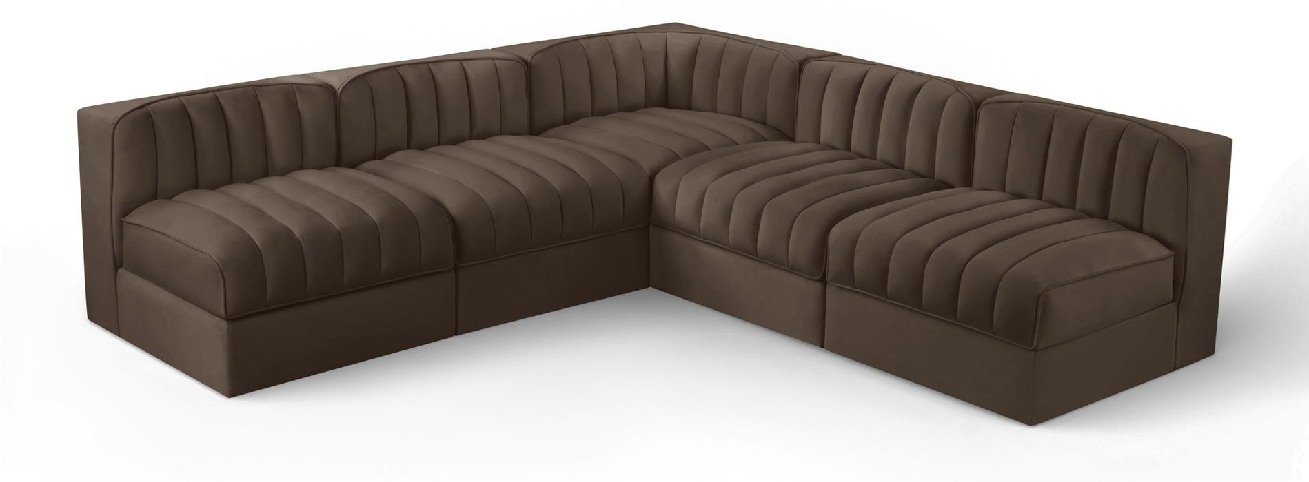 Rummi - Armless Velvet Performance Fabric Upholstered 5 Piece Modular Sectional
