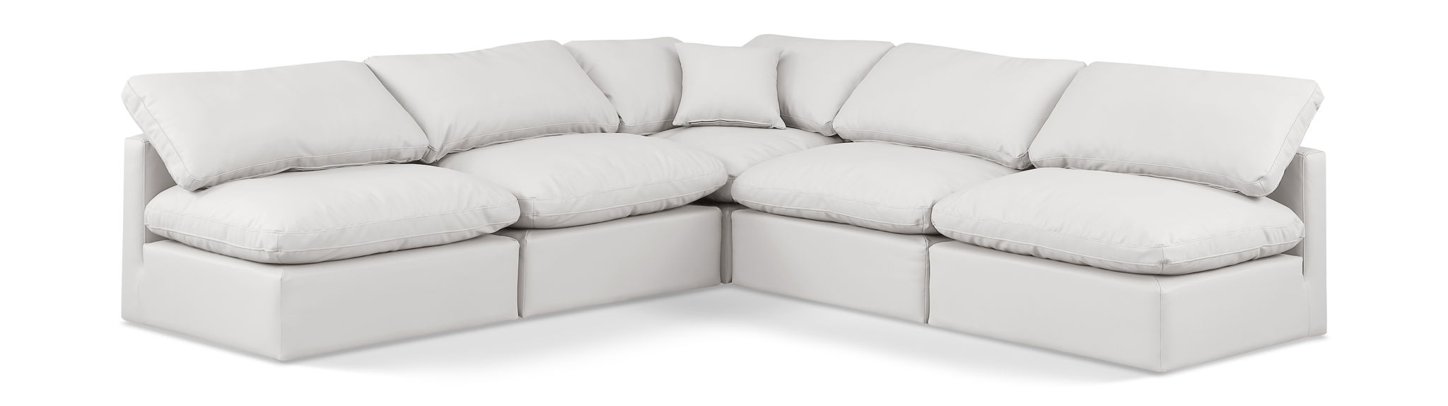 Indulge - Faux Leather 5 Piece Modular Corner Armless Sectional