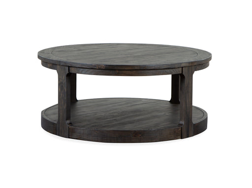 Boswell - Round Cocktail Table (With Casters) - Peppercorn - Albert's Furniture (Wayne, MI)