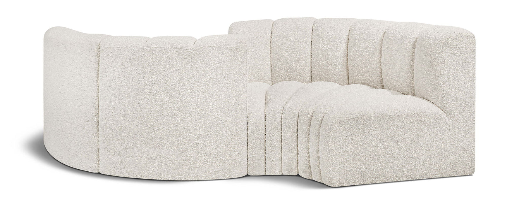 Arc - Boucle Fabric 4 Piece Curved Modular Sofa