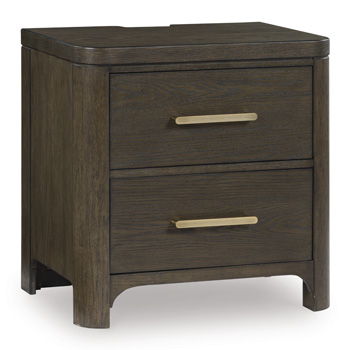 Radkin - Two Drawer Night Stand - Burnished Brown - Albert's Furniture (Wayne, MI)