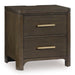 Radkin - Two Drawer Night Stand - Burnished Brown - Albert's Furniture (Wayne, MI)