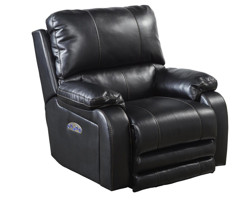 Catnapper Thornton Power Headrest/Power Lay Flat Recliner in Black