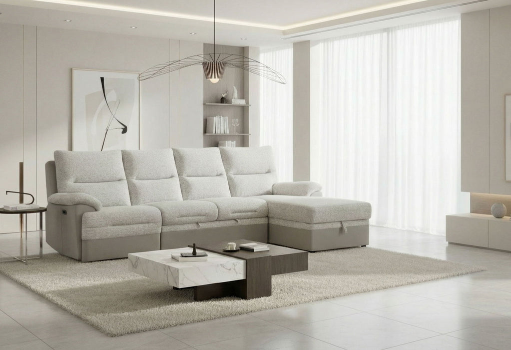 U3822 - Sectional With Pull Out Bed And USB - Light Gray