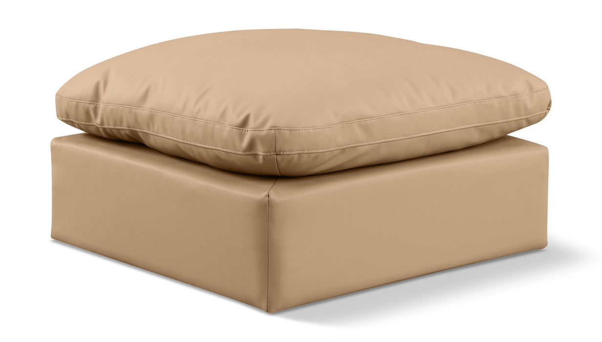 Indulge - Faux Leather Ottoman - Tan