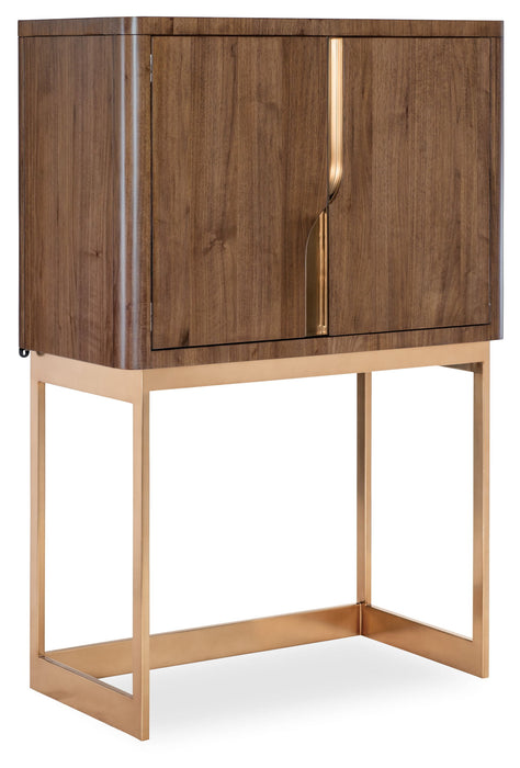 Eleana - Bar On Stand - Medium Wood / Gold