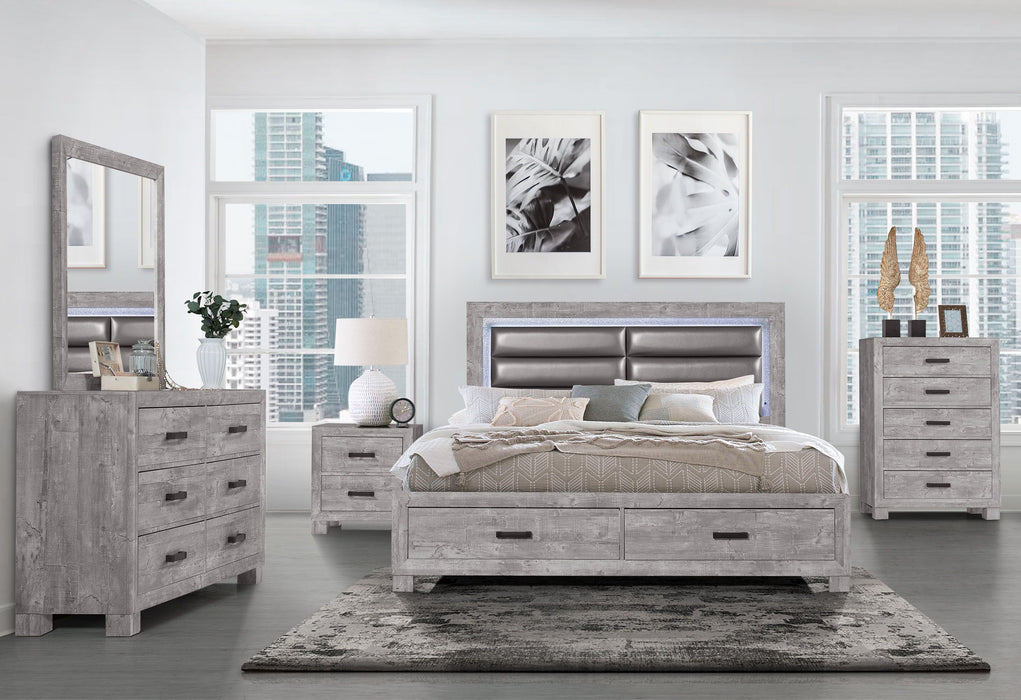 Nolan - 5 Piece Full Bedroom Set - Gray