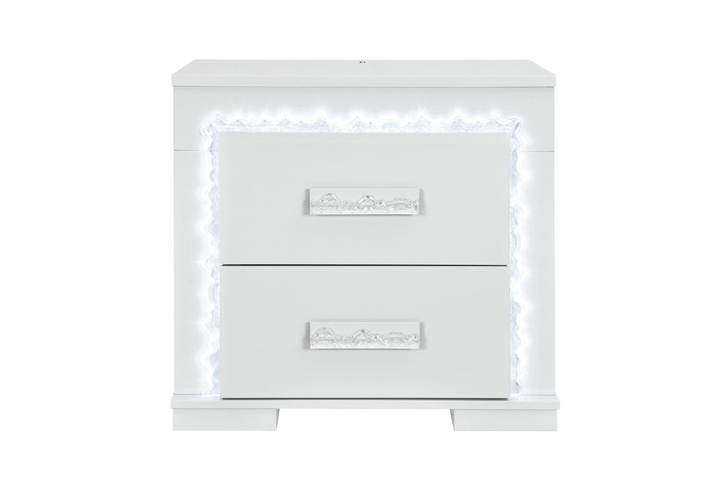 Naomi - Nightstand With LED - Silver