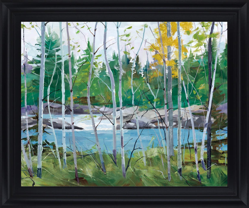 River Birch Vista - 28" x 34" Framed Wall Art - Green - Albert's Furniture (Wayne, MI)