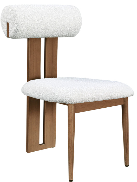 Dario - Boucle Dining Chair With Brown Frame (Set of 2) - Cream