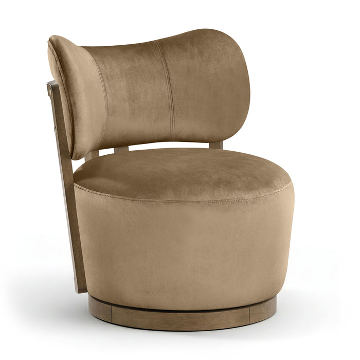 Elara - Velvet Upholstered Swivel Accent Chair - Stained Brown
