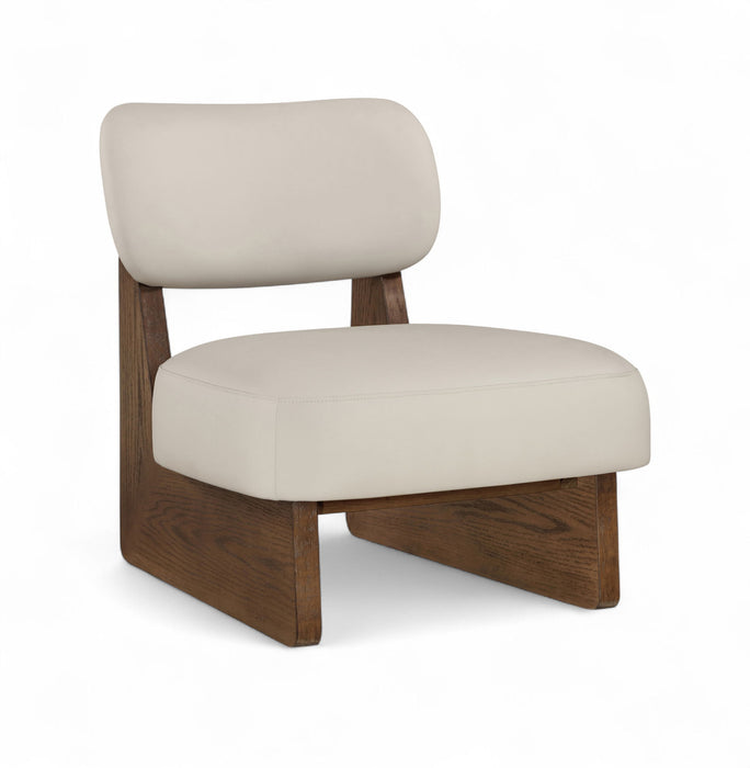 Vetra - Vegan Leather Upholstered Accent Chair - Taupe / Painted Brown