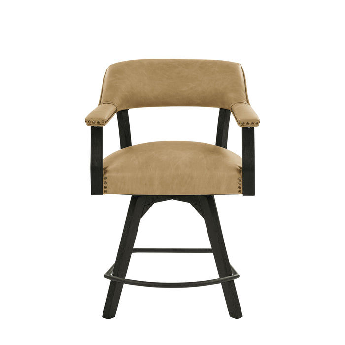 Rylie - Counter Captains Chair Vegan Leather - Black / Sand