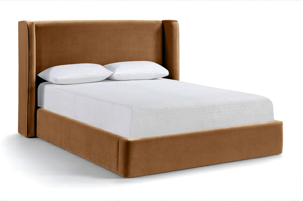 Kendall - Velvet Upholstered Bed - Saddle