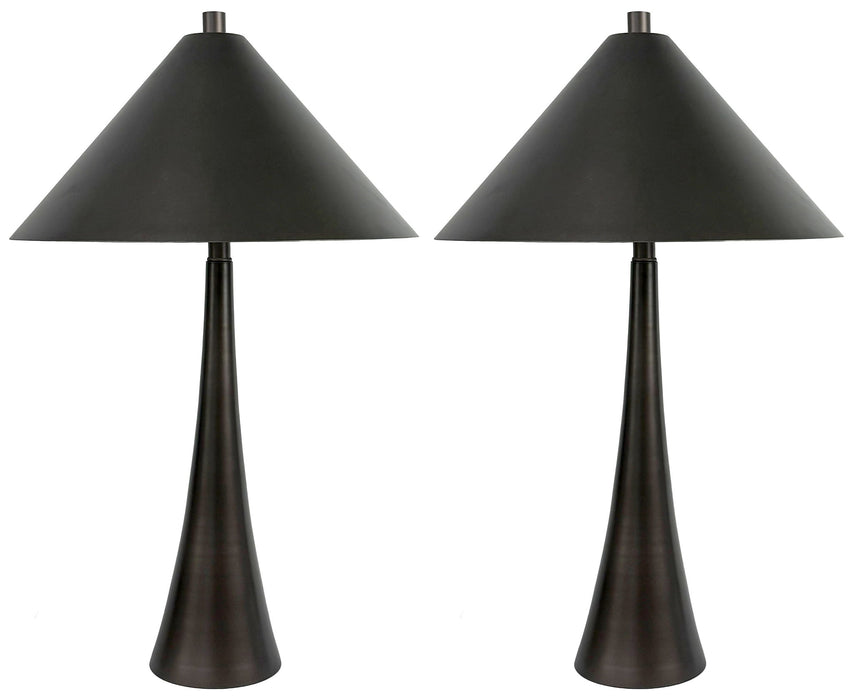 Dusk Spire - 28 X 17 - Metal Table Lamp (Set of 2) - Grey Slate