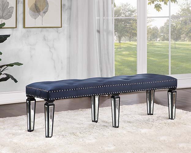 Varian II - Bench - Black Velvet & Black & Sliver Finish