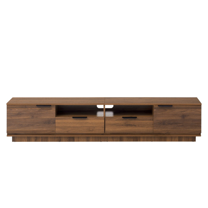 TV Stand, Entertainment Center With Deep Drawers, Cable Management & Soft Closing Hinges