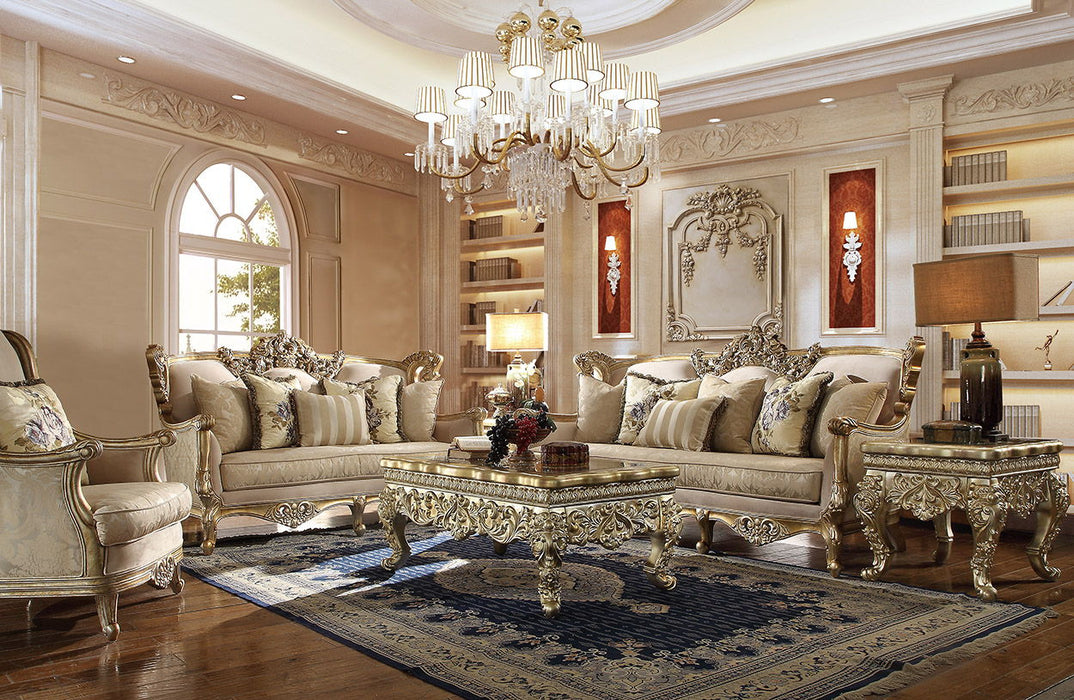 HD-04 - 3 Piece Sofa Set - Champagne With Rust Highlight