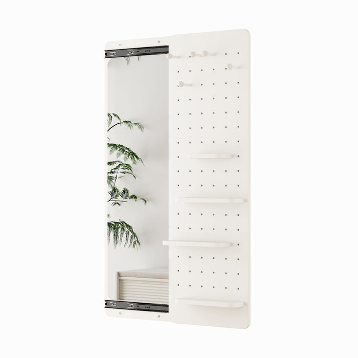 Wall Mounted Full Length Mirror With Shelf And Hook
