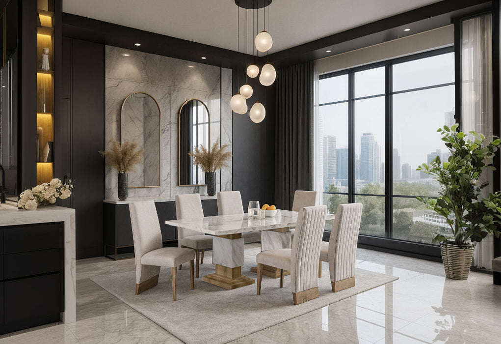 D12 - 9 Piece Dining Room Set (Dining Table And 8 Dining Chair) - Natural - Albert's Furniture (Wayne, MI)