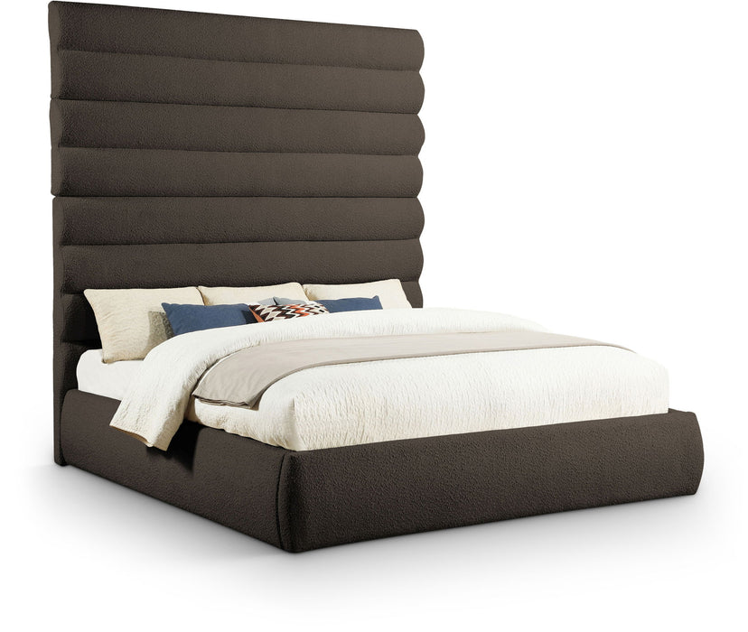 Adam - Boucle Fabric Bed With 89" Headboard