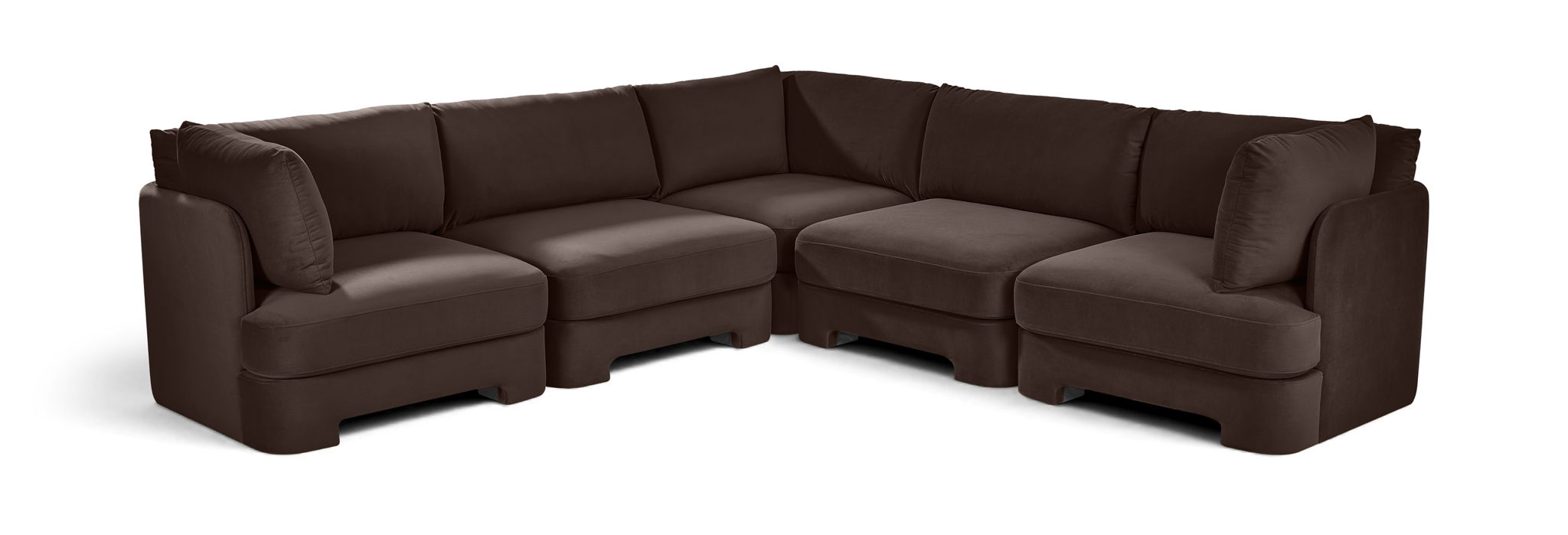 Hammond - Velvet Performance Fabric Upholstered 5 Piece Corner Sectional