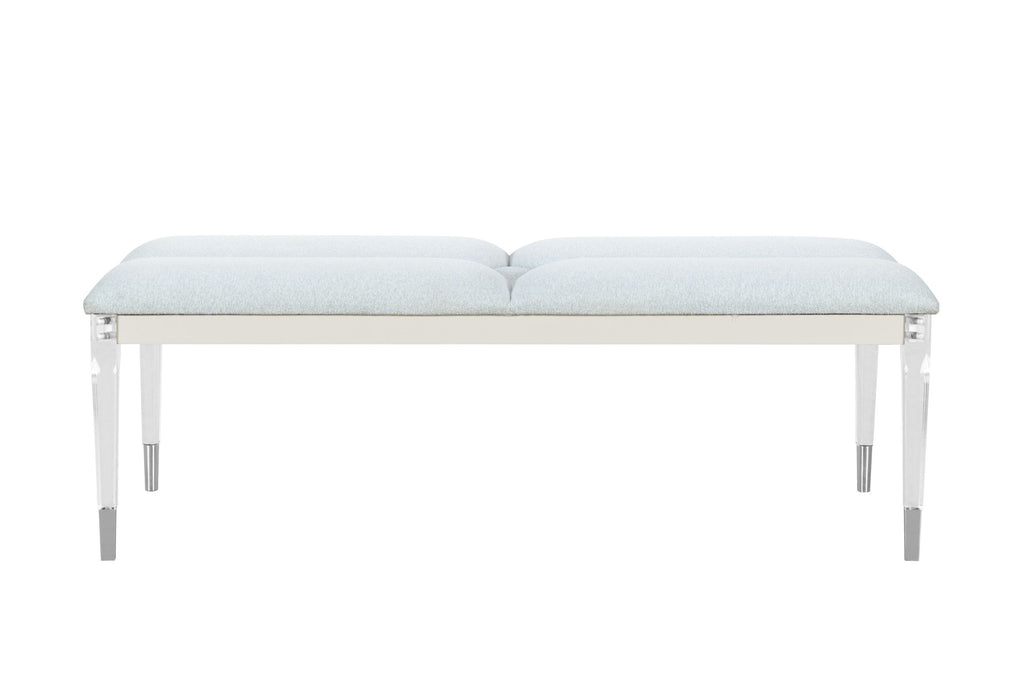 Orion - Bench With Acrylic Legs - White / Gold